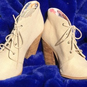 Lace-up Booties with Stacked Heel